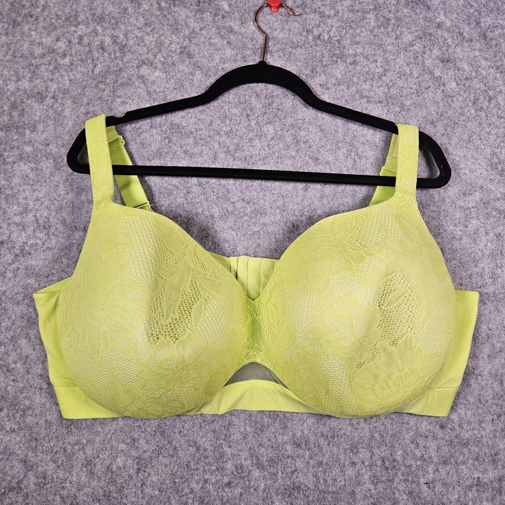 Cacique‎ Womens Green Lacy Lightly Lined Balconette Bra Comfort Support 44F READ